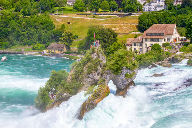 istock Rhine falls with rock in summer 987584806