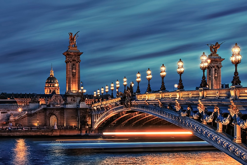 Bridge Alexandre III and Hotel des Invalides in Paris