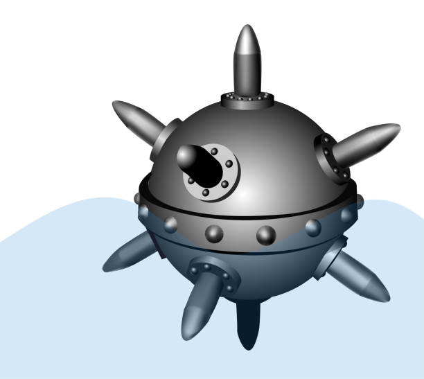 ilustrações de stock, clip art, desenhos animados e ícones de naval mine vector illustration - underwater mine