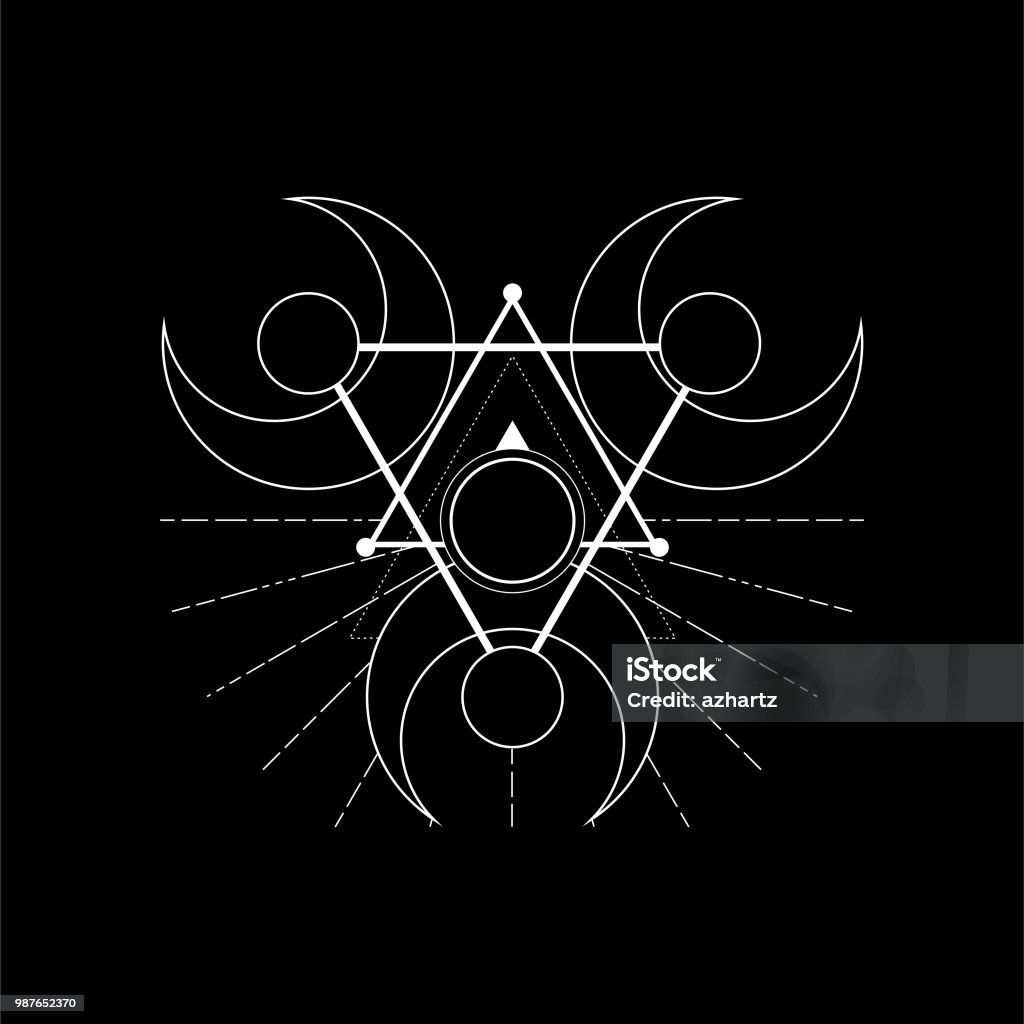 Triangle Rune Shape Triangle Moon Magic Rune Stock Illustration - Download Image Now ...