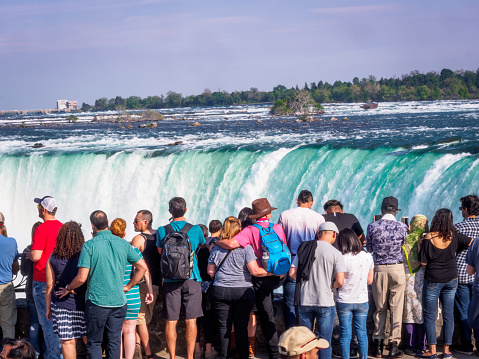 Niagara Horseshoe falls (close up) with tourists