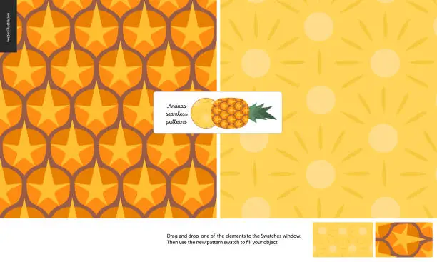 Vector illustration of Food patterns, fruit, pineapple