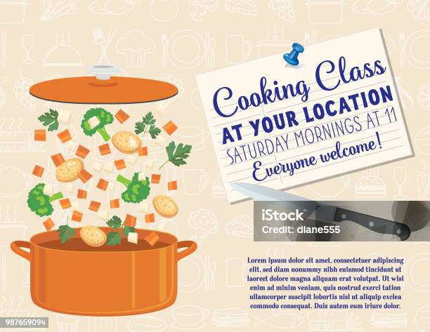 Cooking Class Template Stock Illustration - Download Image Now - Recipe, Cooking, Backgrounds
