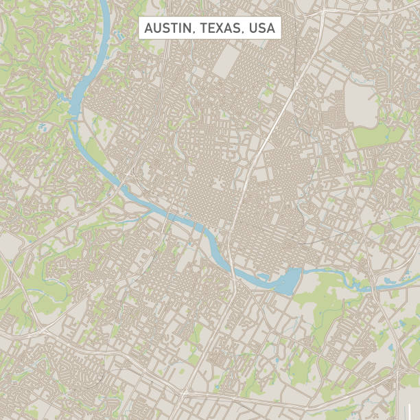 austin texas vereinigte staaten stadt stadtplan - austin texas stock-grafiken, -clipart, -cartoons und -symbole