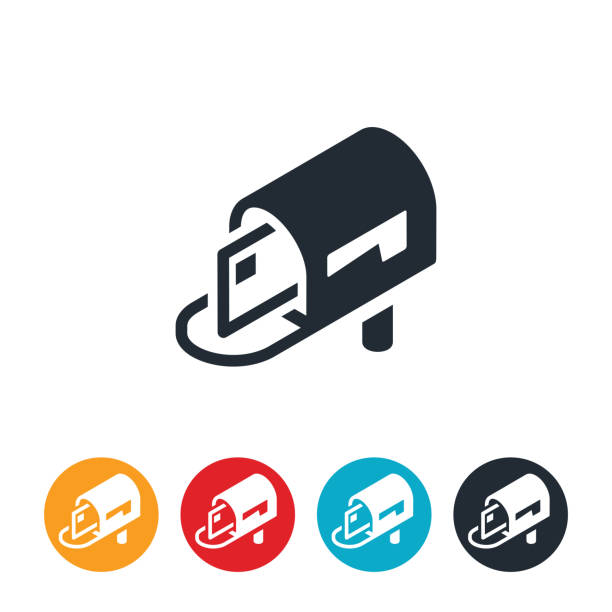 Open Mailbox Icon An icon of an open mailbox with a piece of mail inside. mail box stock illustrations