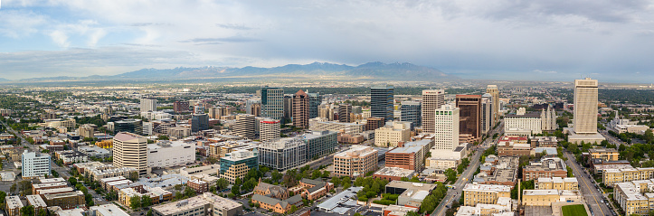Good morning Salt Lake City! In Utah, seen from air, panorama