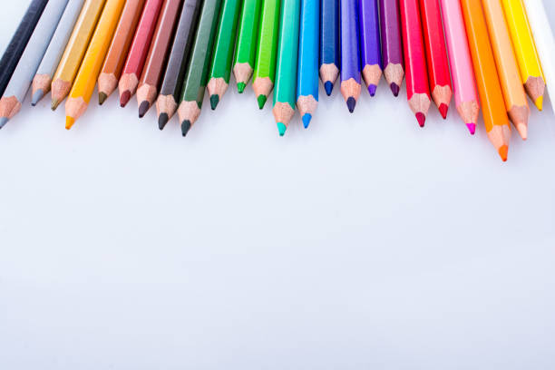 istock Color Pencils placed on a white background 987685368