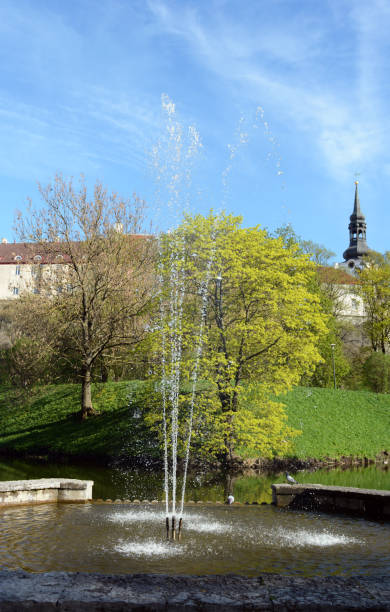 istock Fountain shoot jets of water into the air 987725410