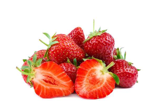 istock Fruits of strawberries isolated on white background 987729116