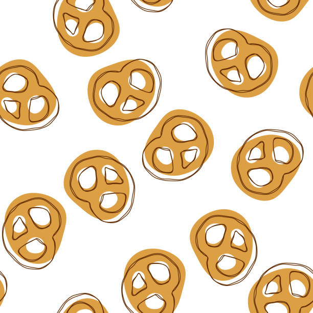 격리 된 배경에 미니 프레즐과 완벽 한 패턴 - pretzel stock illustrations
