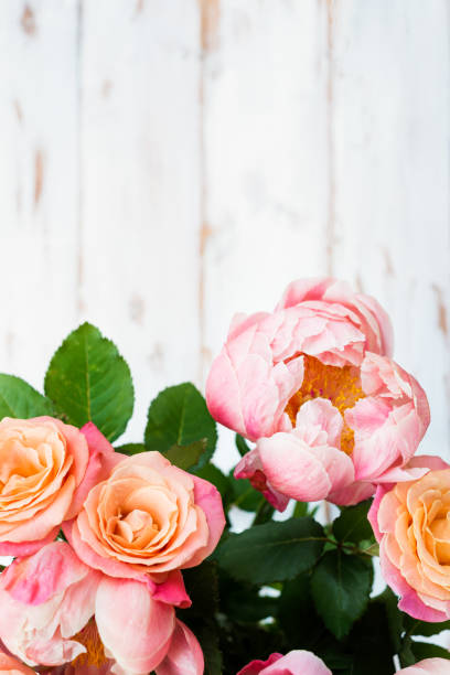 istock Fresh bunch of pink peonies and roses 987781268