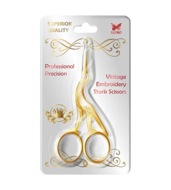 Vector illustration of Vector nail scissors in transparent packaging