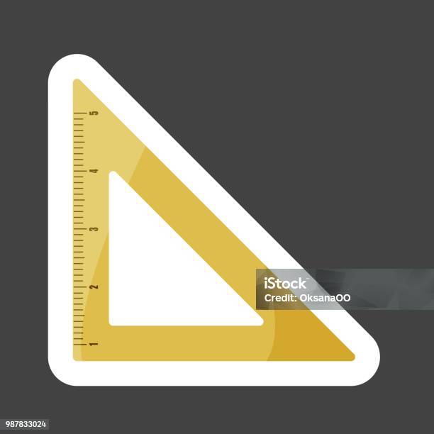 Vector Icon Colored Sticker Of Triangle Ruler Metric System School Measuring Lance Measuring Tape Layers Grouped For Easy Editing Illustration For Your Design Stock Illustration - Download Image Now