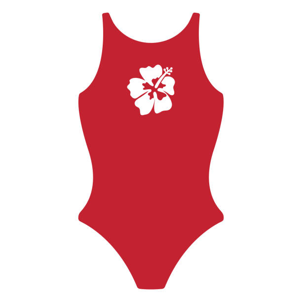 czerwony strój kąpielowy - lifeguard swimming pool summer swimming stock illustrations