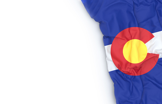 Colorado state flag on white board