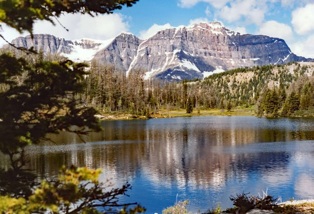 istock Banff area lake in summer with morning reflection 987880404