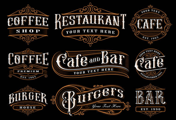 Set of vintage lettering illustration for the catering. Vector design for the restaurants, cafe, bar, coffee shops and other. All objects are on the separate groups.