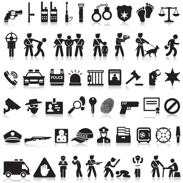 Vector illustration of Police icons set.