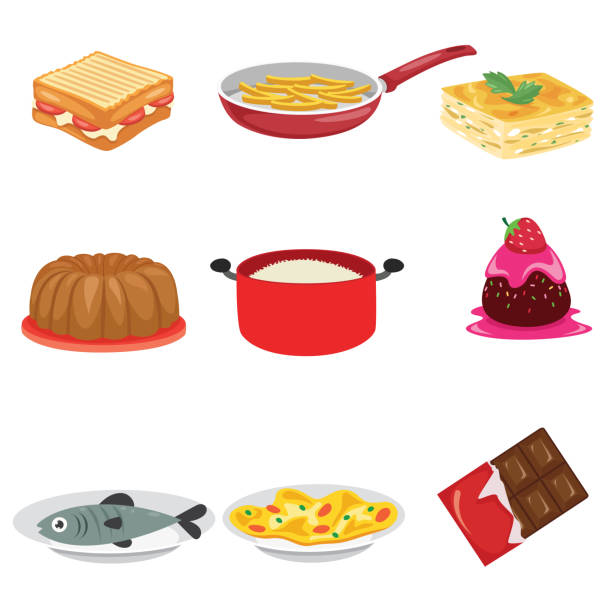 食品のベクトル イラスト - toast fast food plate food点のイラスト素材／クリップアート素材／マンガ素材／アイコン素材