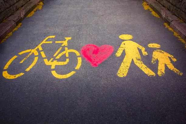 Photo of Together - Bicycle and Walkway with Heart