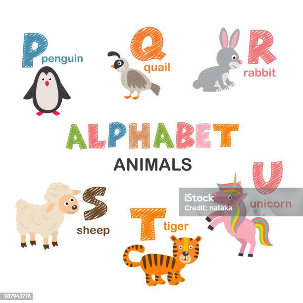 Alphabet With Animals P To U Stock Illustration - Download Image Now -  Alphabet, Education, Illustration - iStock