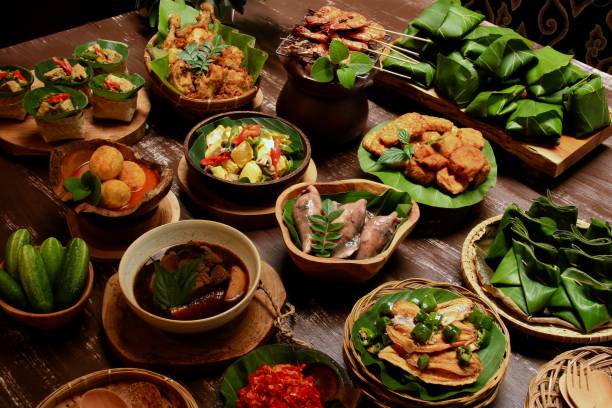 istock Nasi Jamblang, Traditional Rice Dish with Variety of Side Dishes from Cirebon, West Java 987953136