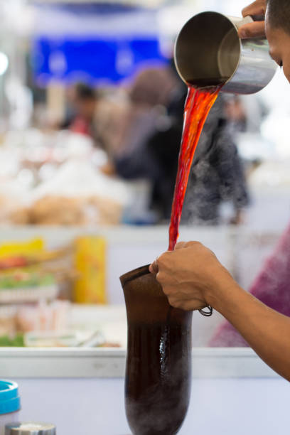 Thai street food of Thai Style Iced Coffee with Milk