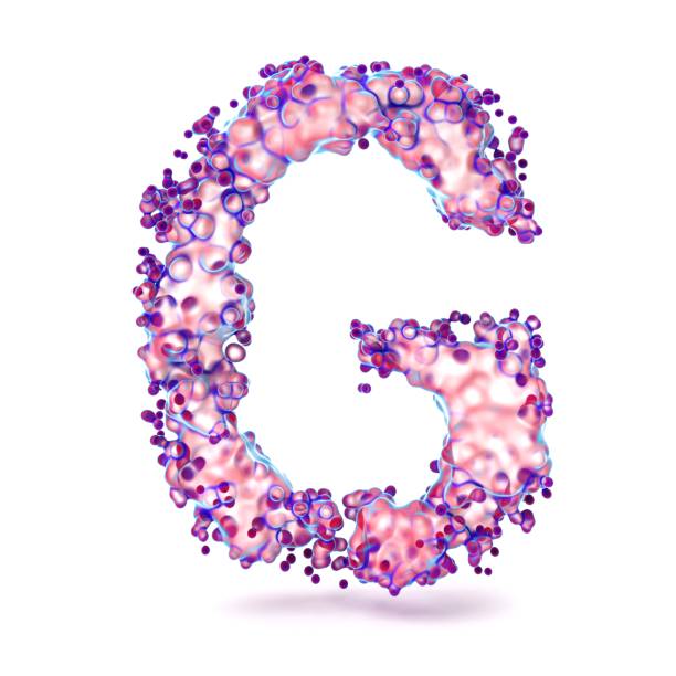 3d letter g with abstract biological texture - cell plant cell biology scientific micrograph imagens e fotografias de stock