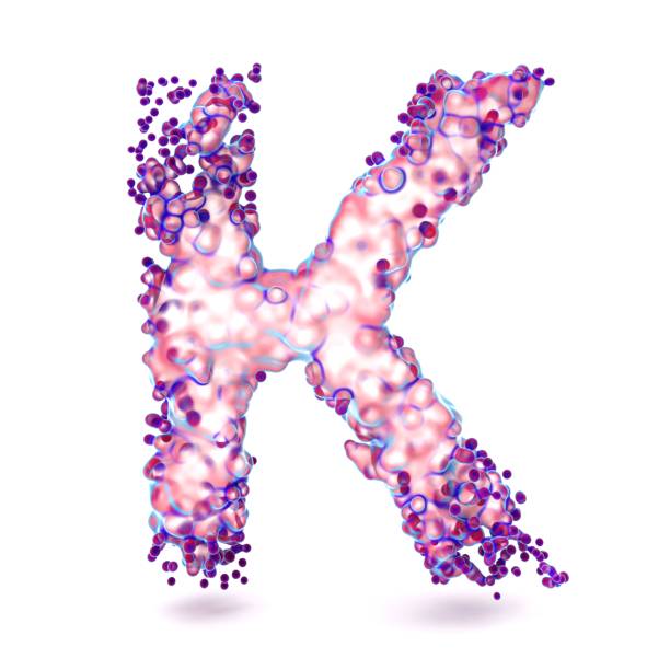 3d letter k with abstract biological texture - cell plant cell biology scientific micrograph imagens e fotografias de stock