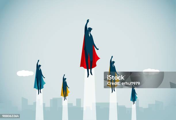 Leadership Stock Illustration - Download Image Now - Superhero, Business, Teamwork