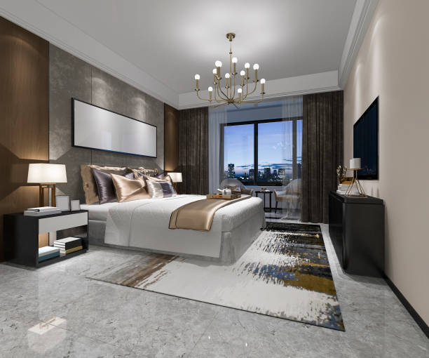 istock 3d rendering luxury modern bedroom suite in hotel 988076200