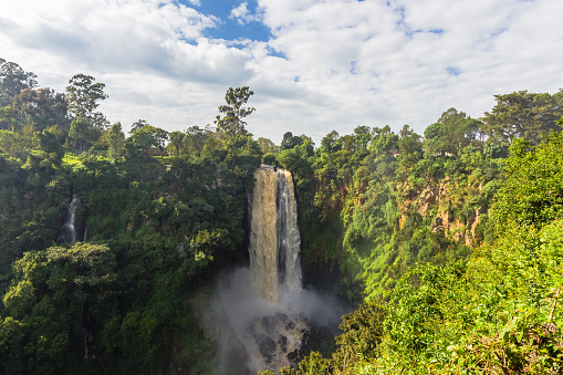 View of the Thompson Waterfall. Northern Kenya, Africa