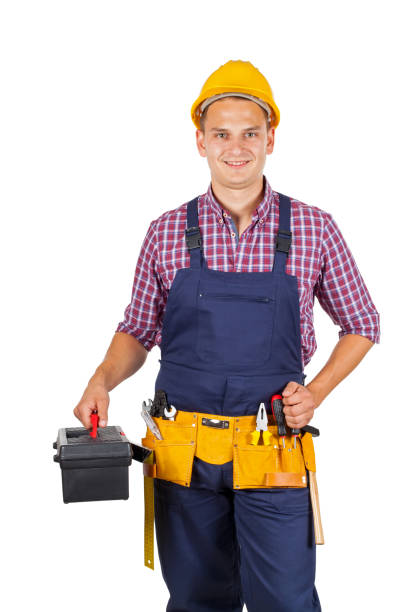 istock Attractive repairman on isolated 988124426
