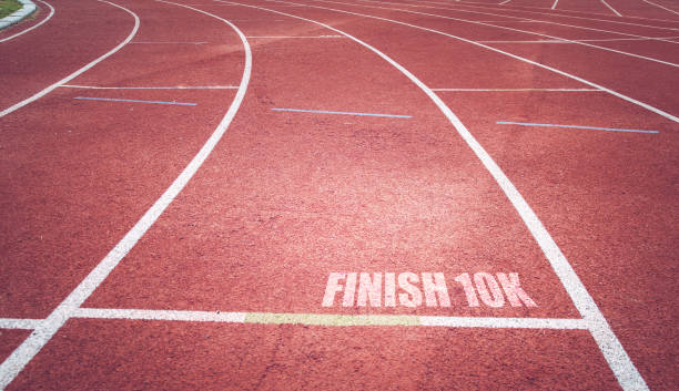 istock Running track for mini marathon 10k with vintage style. 988133930