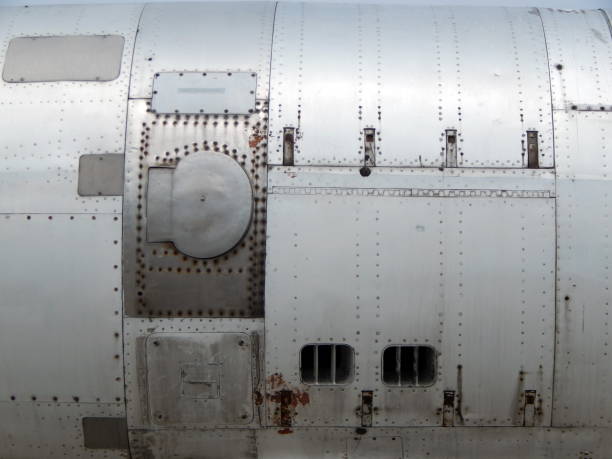 istock Aviation textures plating of aircraft and helicopter rivets 988139198