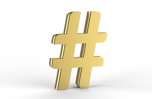Hashtag, Single Object, Text, Metal, Number