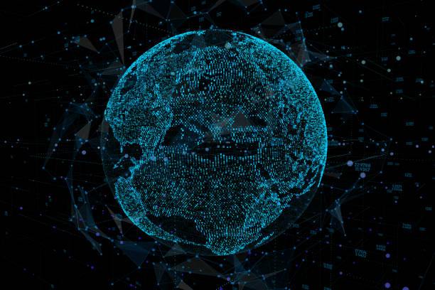 istock 3d illustration of detailed virtual planet Earth. Technological digital globe world. 988178642