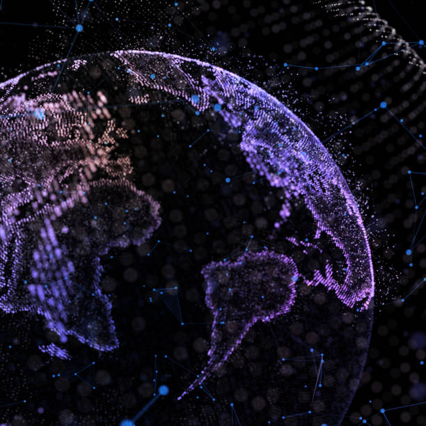 istock Data exchange and global network over the world 3d illustration. 988183378