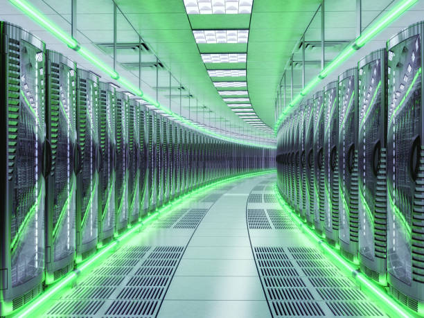 datacenter - network server tower rack computer foto e immagini stock