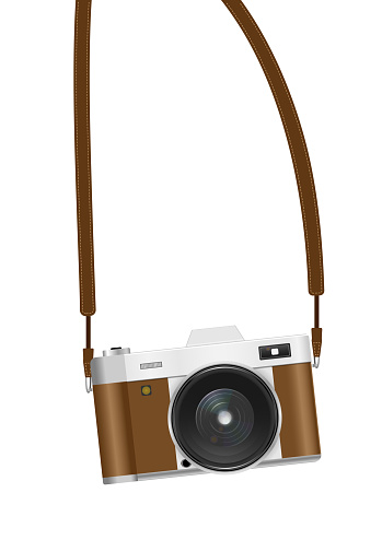 camera in vintage style isolated on white background. vector illustrator.