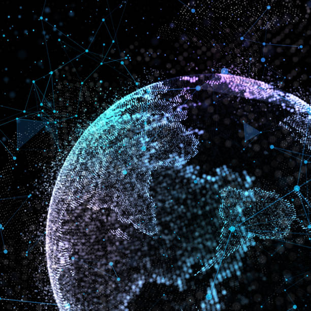 istock Detailed virtual planet Earth. Technological digital globe world. 3d illustration. 988187540