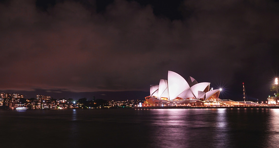 Sydney opera house at night, is a multi-venue performing arts centre in Sydney, Designed by Danish architect Jørn Utzon. Australia : 10/04/18