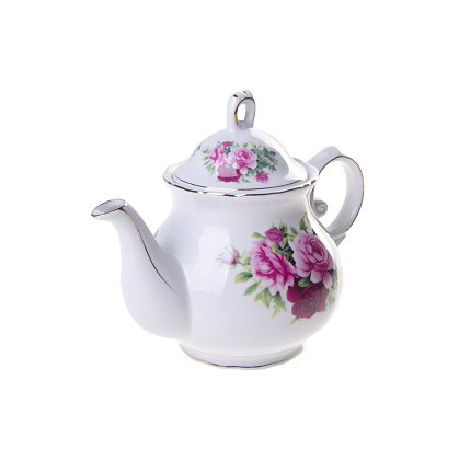 tea pot, ceramic teapot on a background.