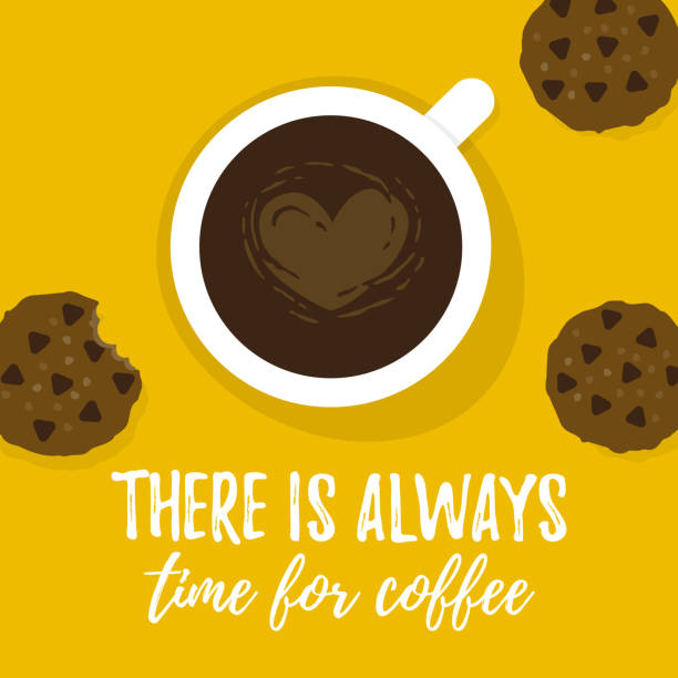 Vector inspirational card with a cup of coffee - ilustração de arte vetorial