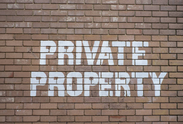 istock Private Property text sign on Brown Brick wall 988213096