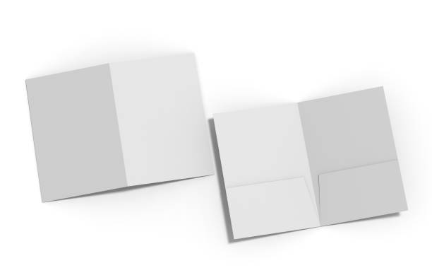 Blank white reinforced A4 single pocket folder on isolated white background, 3d illustration stock photo