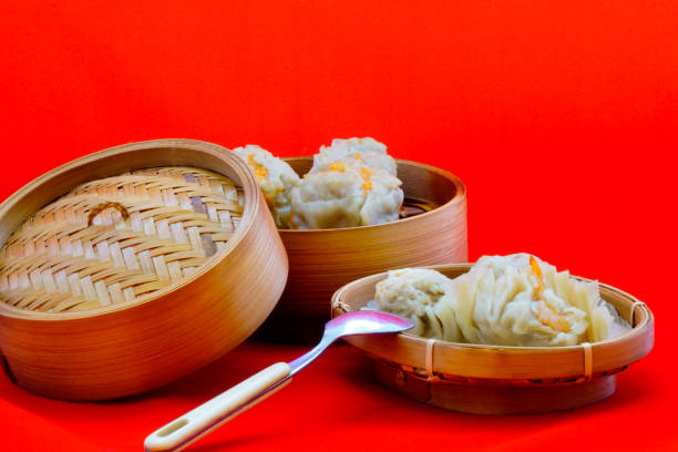 istock Dumplings are served on bamboo trays. 988228212