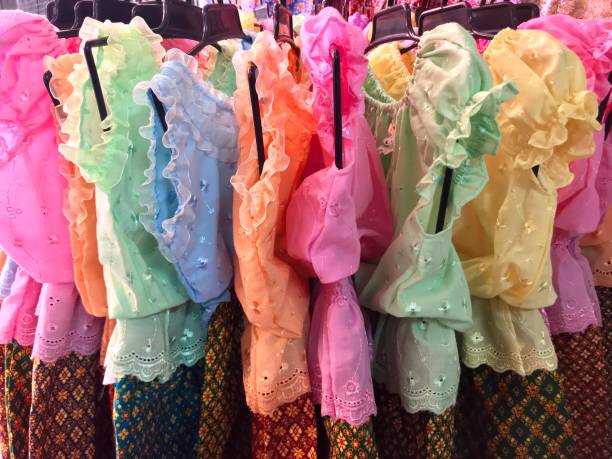 istock Colorful Thai traditional clothes for sale 988232784