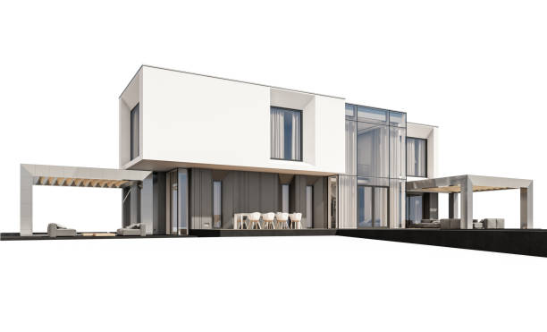 istock 3d rendering of modern cozy house isolated on white. 988261396