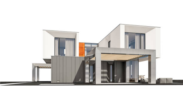 istock 3d rendering of modern cozy house isolated on white. 988261526